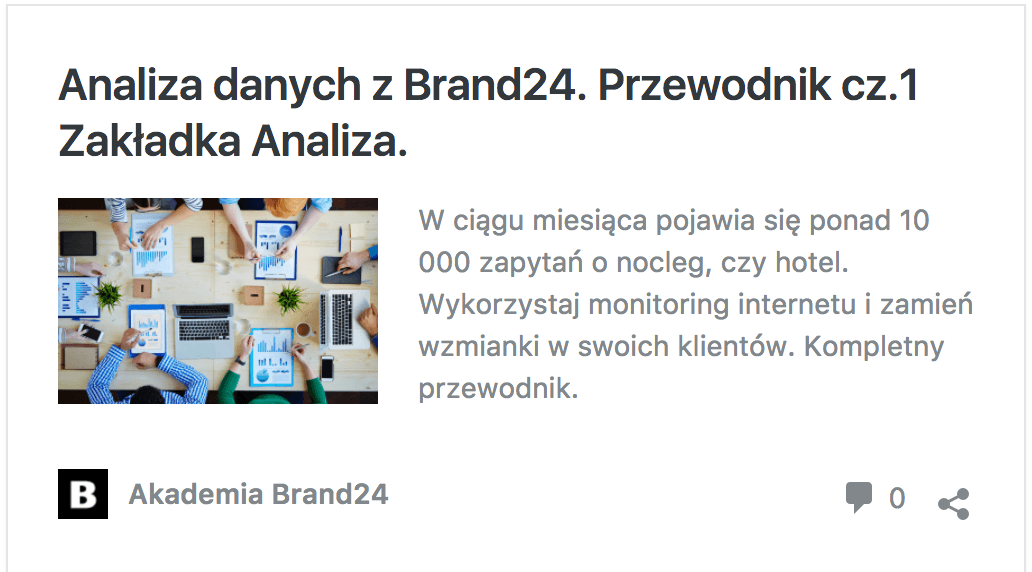 Grafika przedstawiająca odnośnik do pierwszego wpisu z serii Analizy danych z Brand24