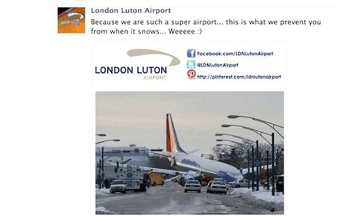 Grafika przedstawiająca post marki London-Luton.