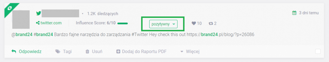 Komunikacja w internecie -grafika przedstawiająca analizę sentymentu w Brand24